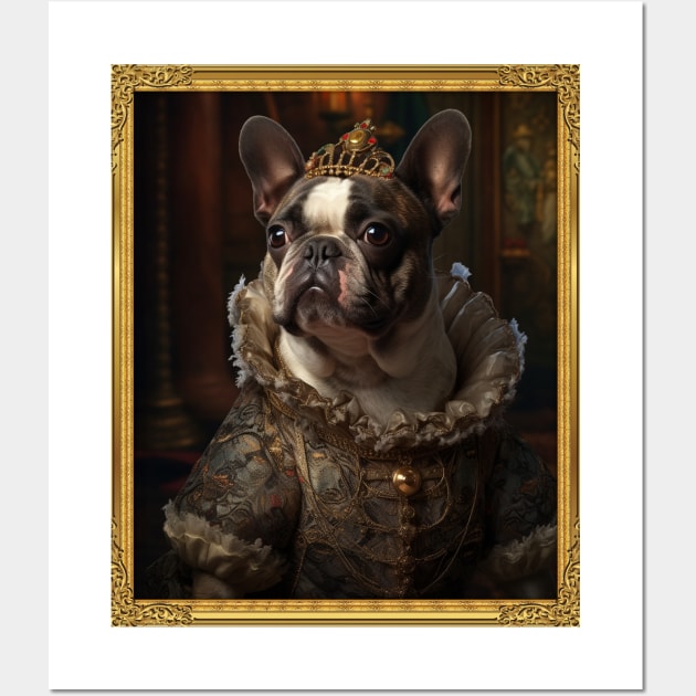 Brindle French Bulldog - Medieval French Princess - Framed Wall Art by HUH? Designs